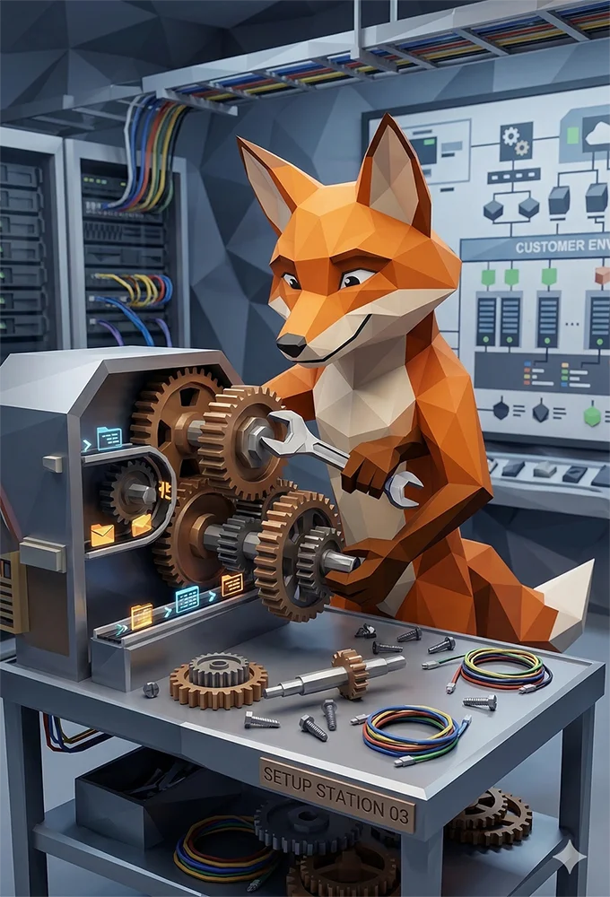 HeyMrFox setting up your AI employee at the setup station