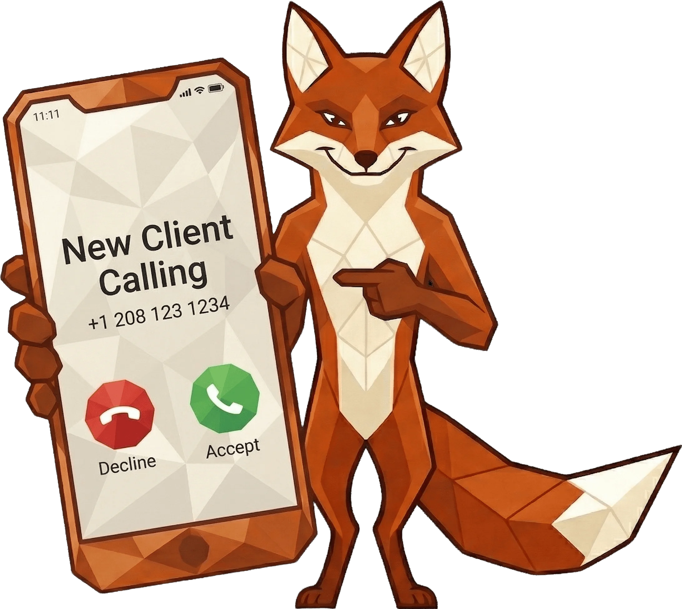 HeyMrFox AI voice employee handling a new client call